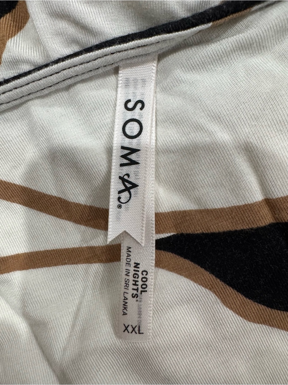 Soma Cool Nights XXL Abstract Print Sleep Shirt Nightgown Black Tan White - Picture 3 of 3